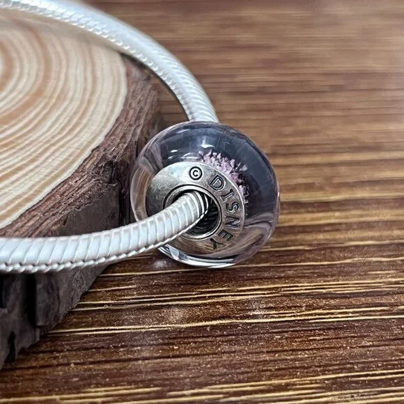 Murano Glass Rapunzel's Signature Color Iridescent Pink Facetted Bead Charm - Picture 4 of 7